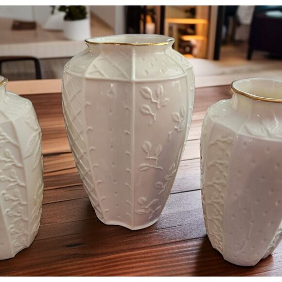 Fitz and Floyd The Botanical Collection Trellis Vases Leaf Bowl Candleholders - Picture 4 of 10